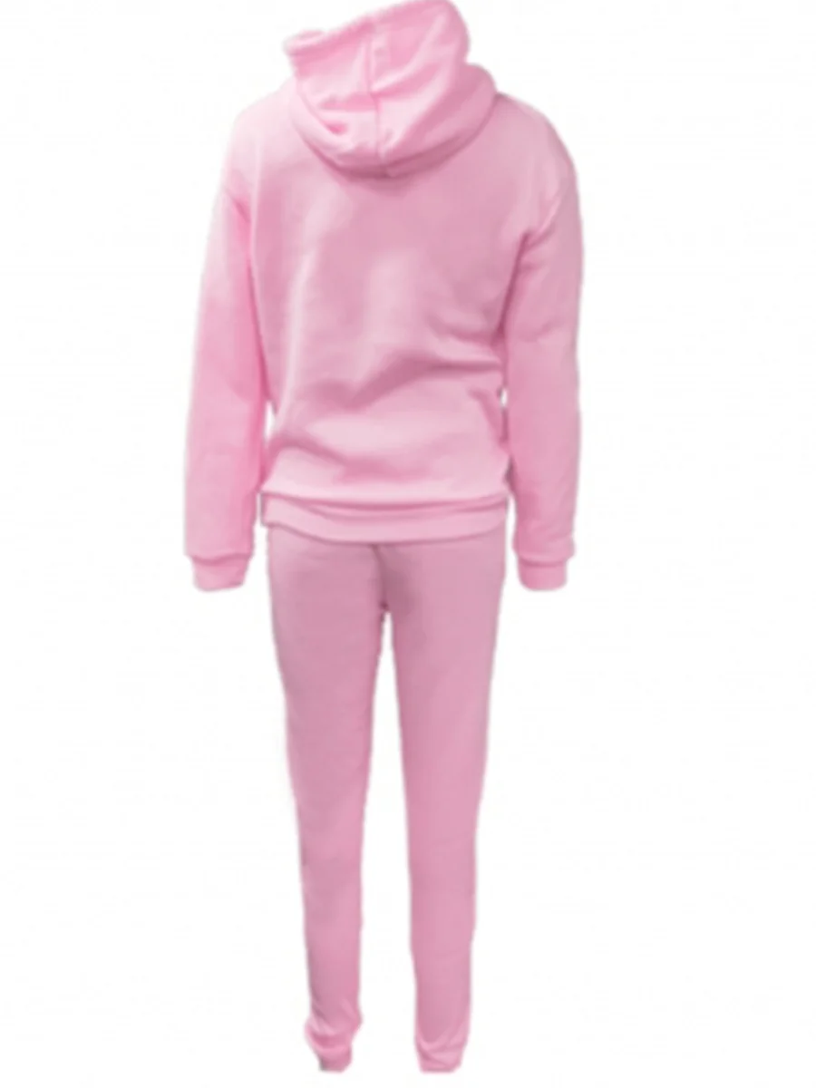 Autumn Winter 2pcs Set Letter Print Pocket Tracksuit Set Women Sportwear Fleece Hoodies Pullover Sweatshirts Pants Outfits