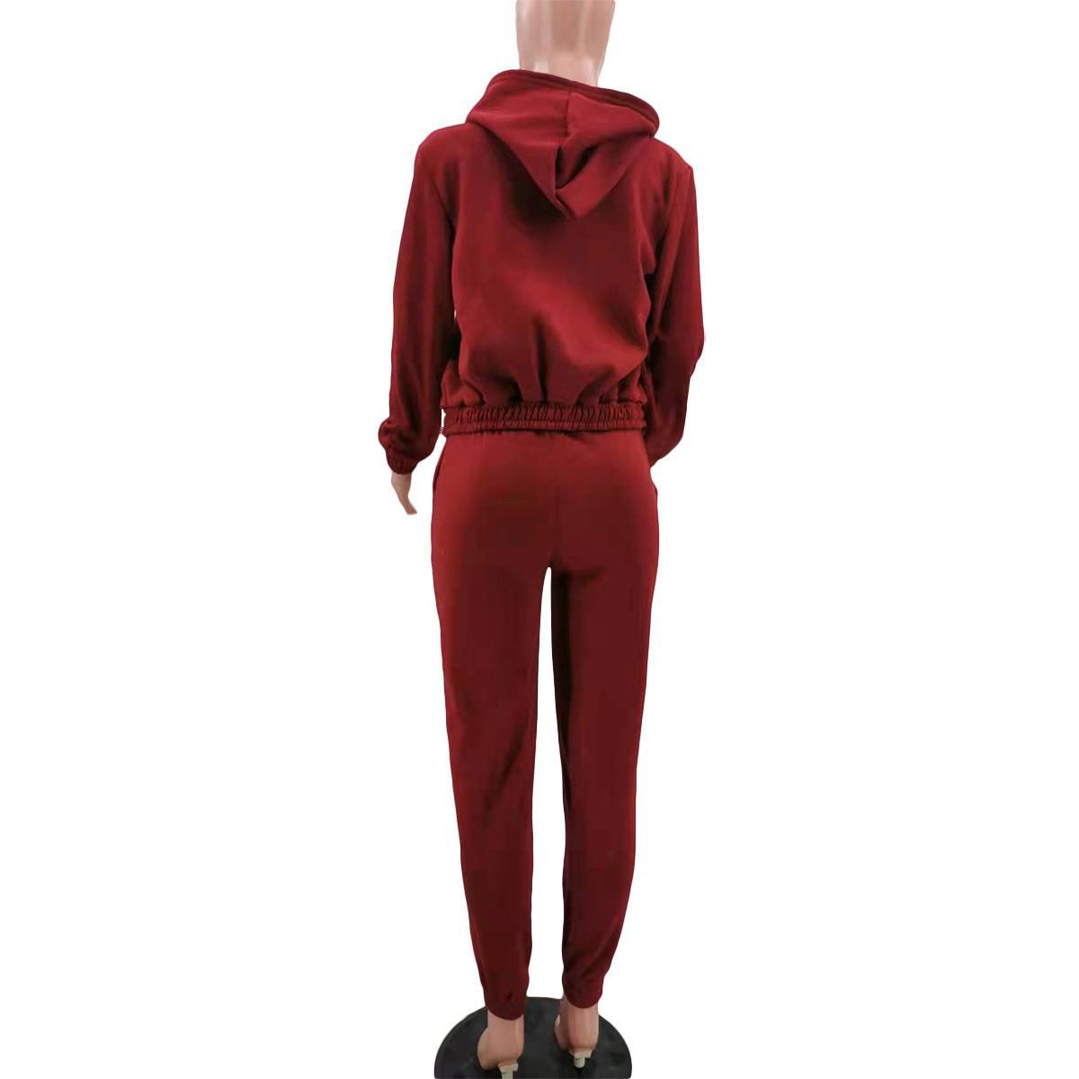 Women Clothing Autumn Winter Hooded Sweatshirt Long Sleeved Sports Casual Suit