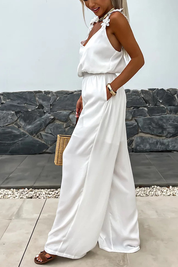 Conson women's off shoulder sleeveless jumpsuit casual solid color jumpsuit street wear long jumpsuit with pockets