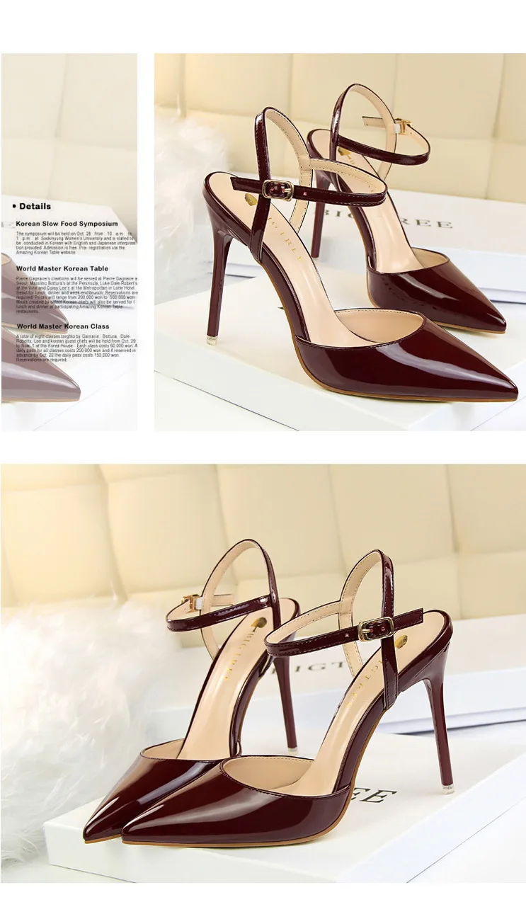 Shoes Fashion High Heels Shoes Patent Leather Woman Pumps Sexy Women Heels Blue Sliver Stiletto Heels Women Sandals