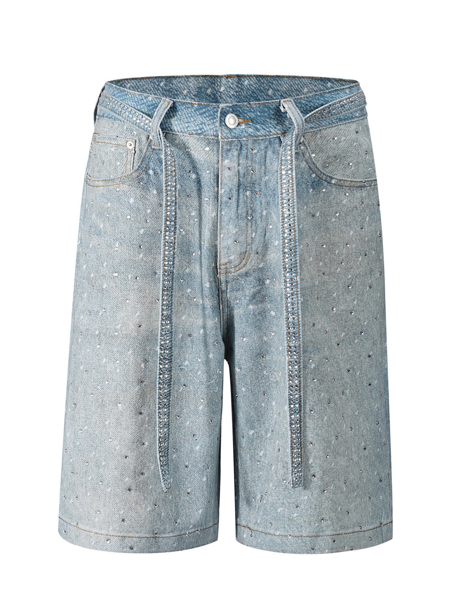 Y2K Diamond Includes Belt Loose-fitting Five-quarter Pants Jeans
