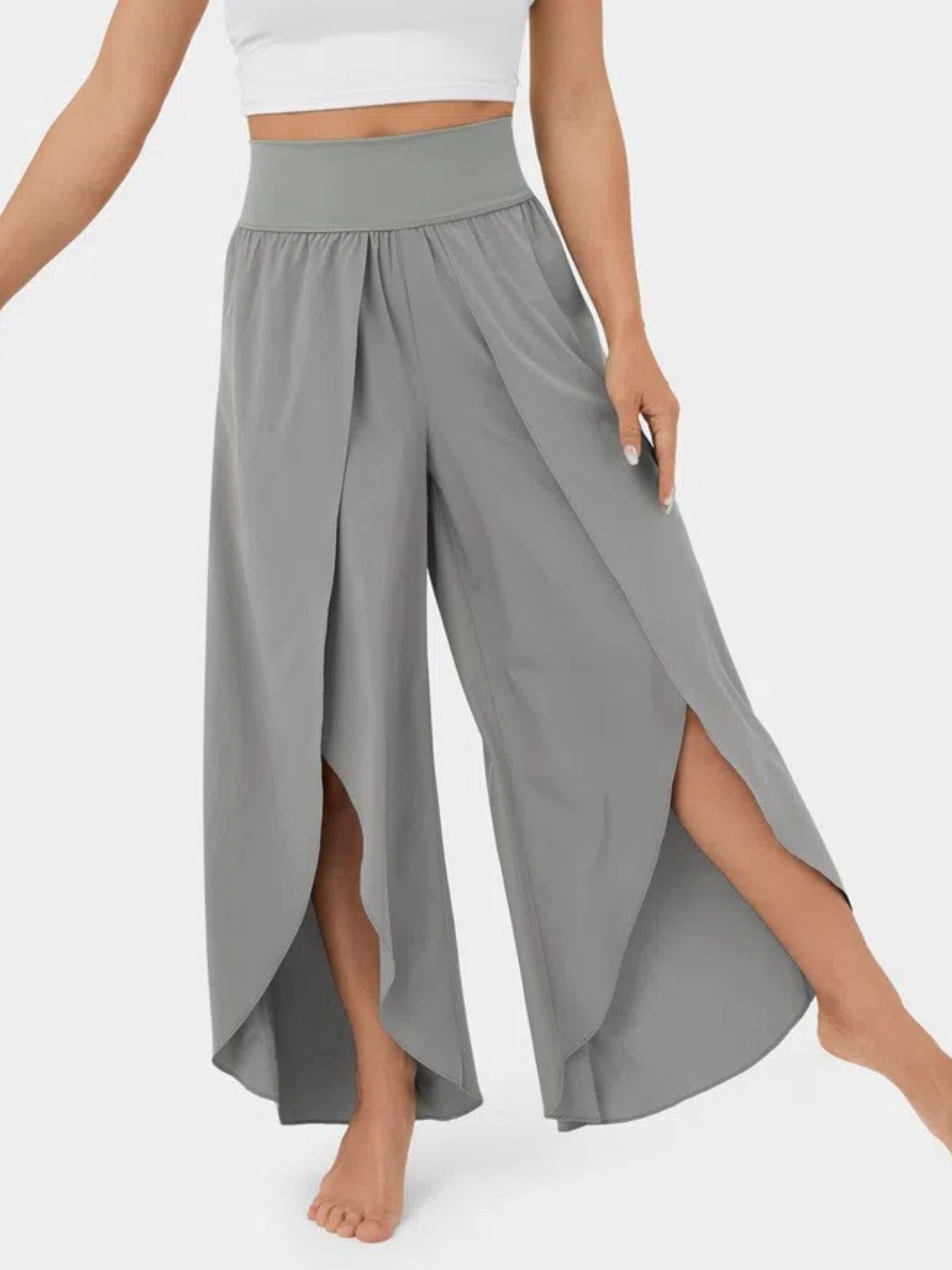 Chiffon Pleated High-waisted High Fork Yoga Pants