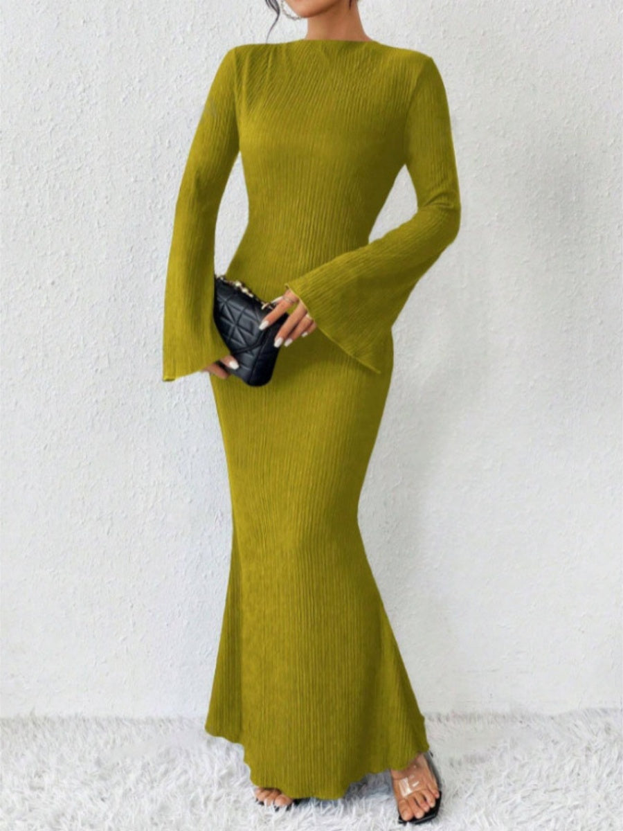 Hip-hugging Long Sleeve Slim-fit Maxi Dresses
