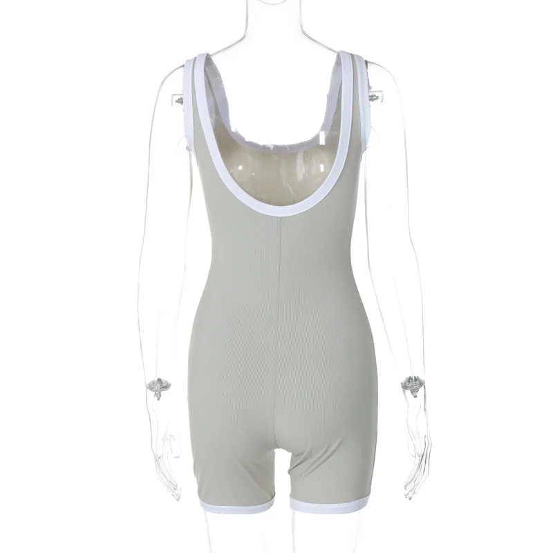 Contrast Color Blinding Bodycon Playsuit Short Jumpsuit Women Clothing Backless One Piece Sexy Rompers Y2k Grunge Bodysuits