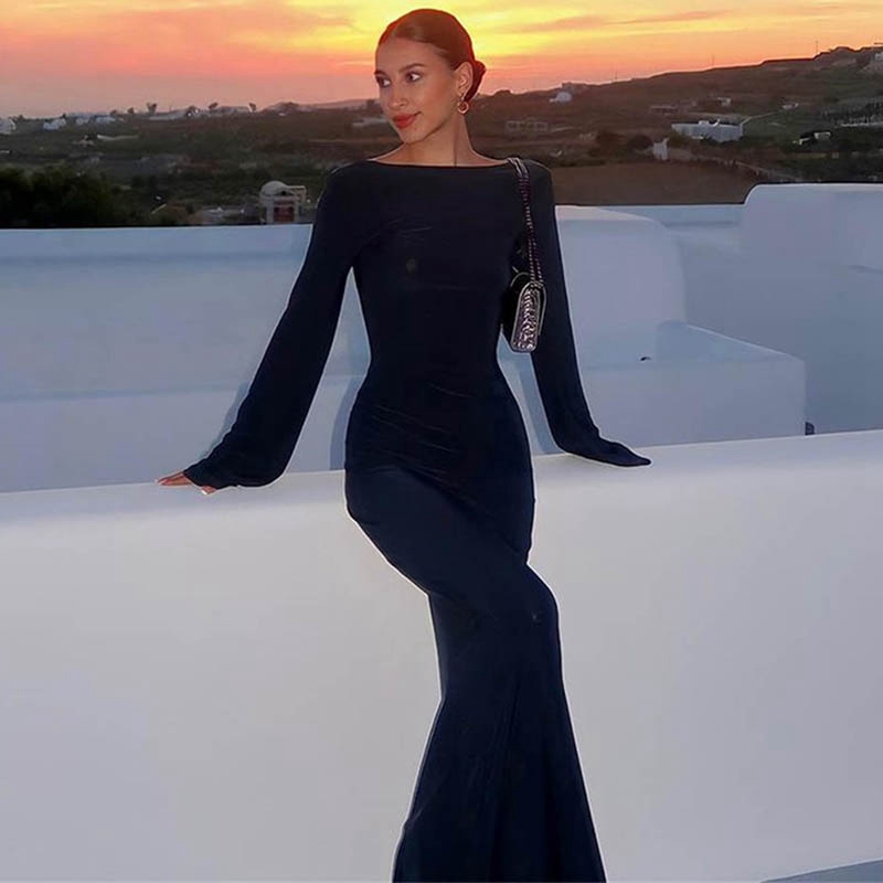 Bohemian Beach Holiday Bikini Cover-Ups Dress Sun Protection Bodycon Chic Women Sexy Backless Long Dress Club Party Night