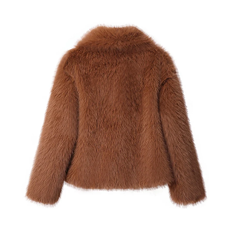 Chic Ins Blogger Brand Fashion Fake Fox Fur Jacket Coat Women Winter Luxury Design Big Collar Fur Coats Cool Girls Overcoat