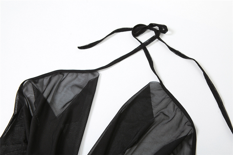 Autumn Women Clothing Sexy Sleeveless Mesh Stitching High Waist Slim Maxi Skirt Sets