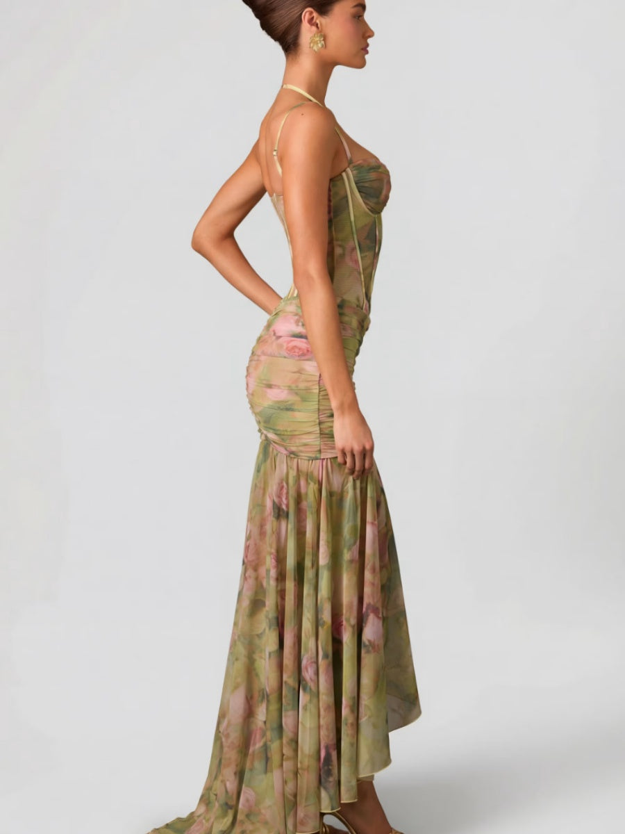 Camisoles Mesh Floral Resort Style Maxi Dresses