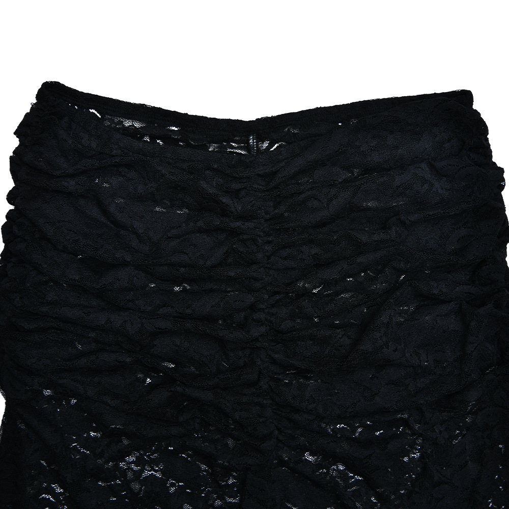 Lace See Through Two Piece Women Sexy Sexy All Match High Waist with Straps Long Skirt Set
