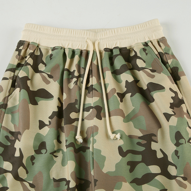 Casual Contrast Color Cinched Hoodie Long Sleeve Sweatshirt Sweatpants Two Piece Camouflage Cardigan Coat Trousers Sets