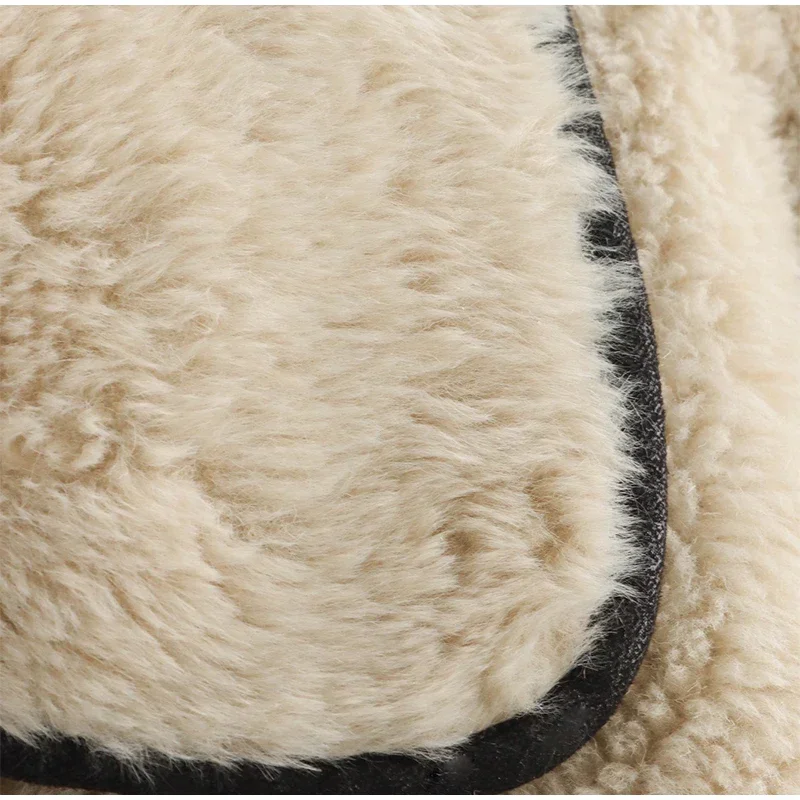 Fashion Beige Faux Fur Long Coat Women Winter Buttons Lapel Long Sleeve Lamb Fleece Jacket 2025 New Lady Loose Street Outerwear