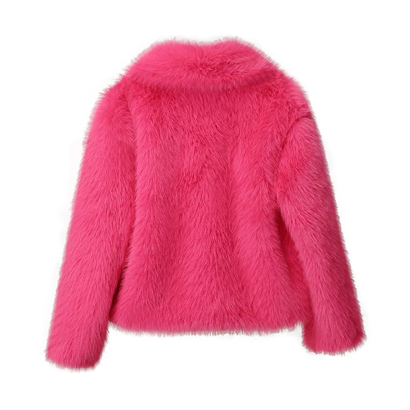 Chic Ins Blogger Brand Fashion Fake Fox Fur Jacket Coat Women Winter Luxury Design Big Collar Fur Coats Cool Girls Overcoat