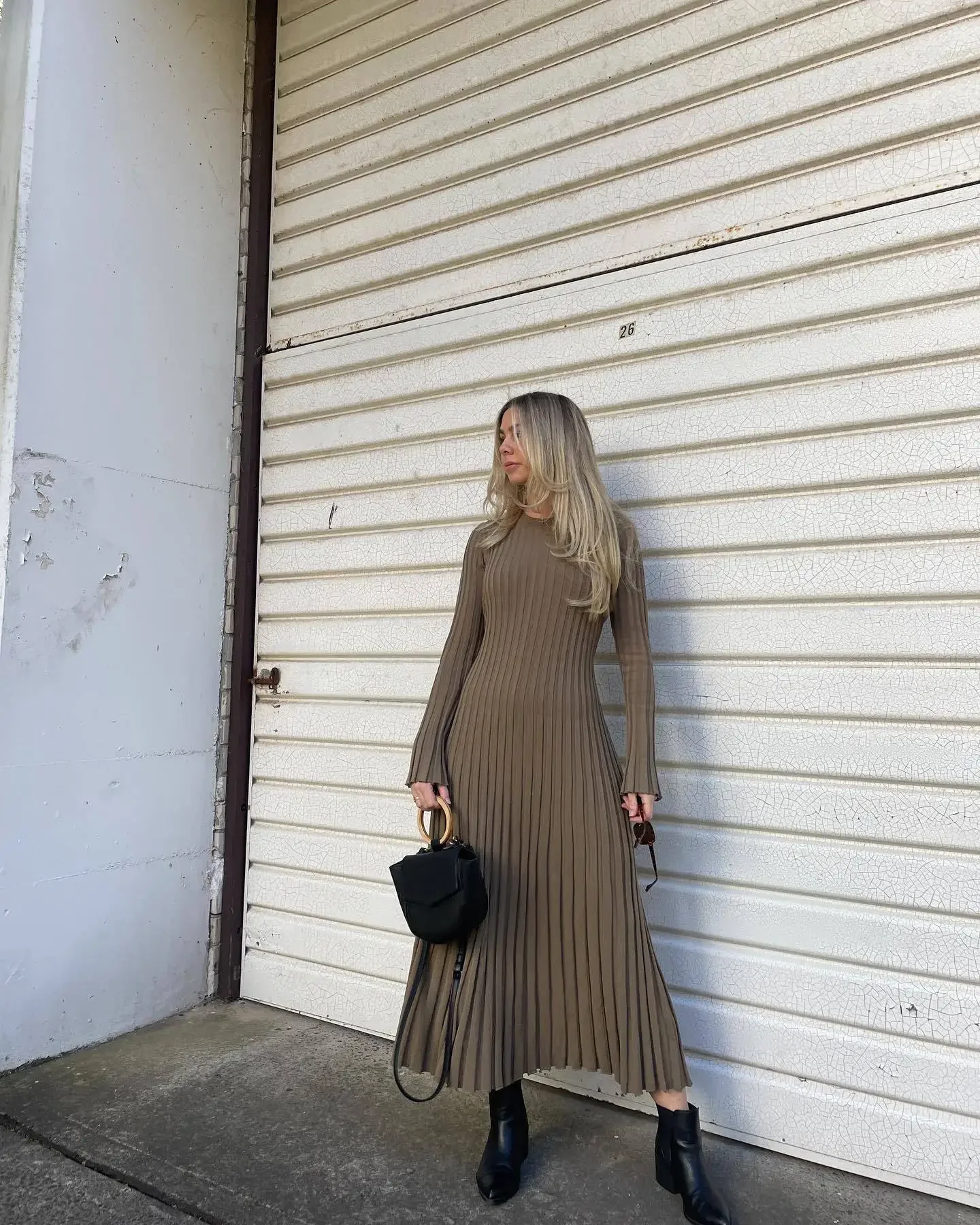 Fall Winter New Knitted Long Dress Female Casual Slinky High Waist Rib Sweater Bodycon Dresses Lady Holiday Party Outfits