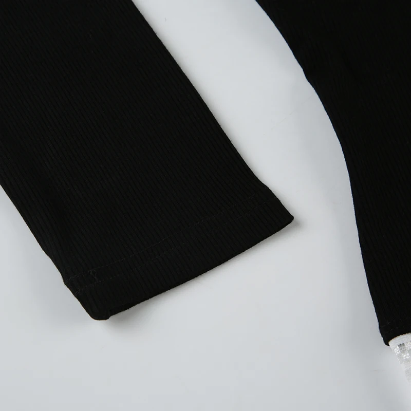 Y2K Contrast Lace Slim Top Autumn Cute Long Sleeve Buttons T-shirt Knitted Casual Outfits Sweet Korean Tee Streetwear