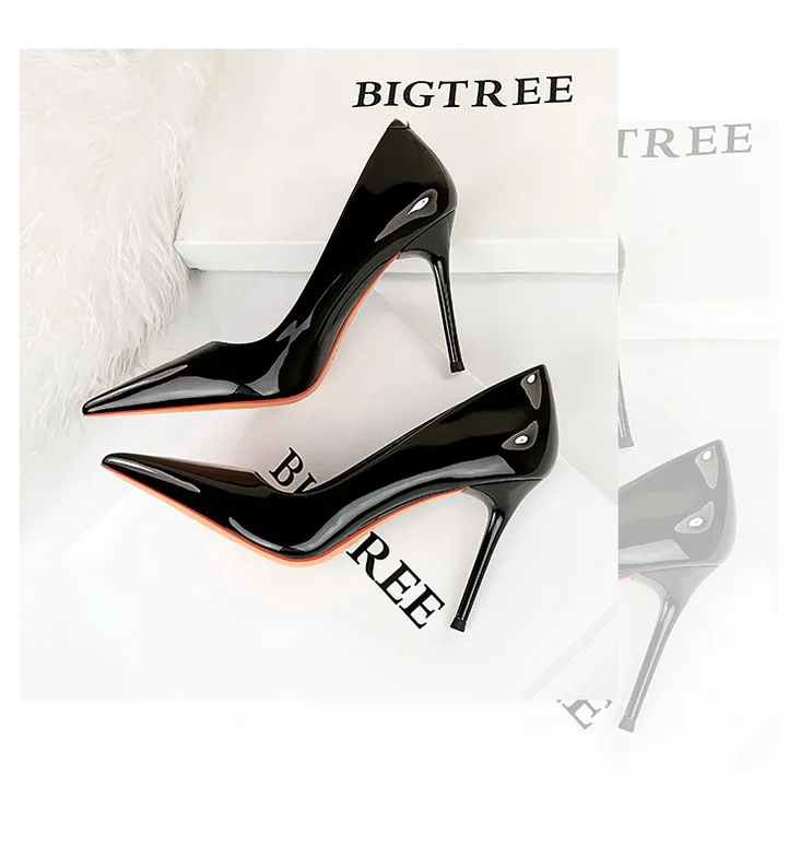 Shoes Patent Leather Women Pumps Sexy High Heels Pointed Lady Party Shoes Stilettos Women Heels Fashion Wedding Shoes