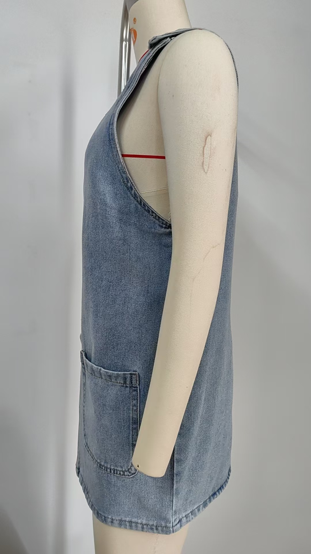 Women Spring Summer Washed Denim Suspender Dress Suspender Midi Dress Sexy Dress