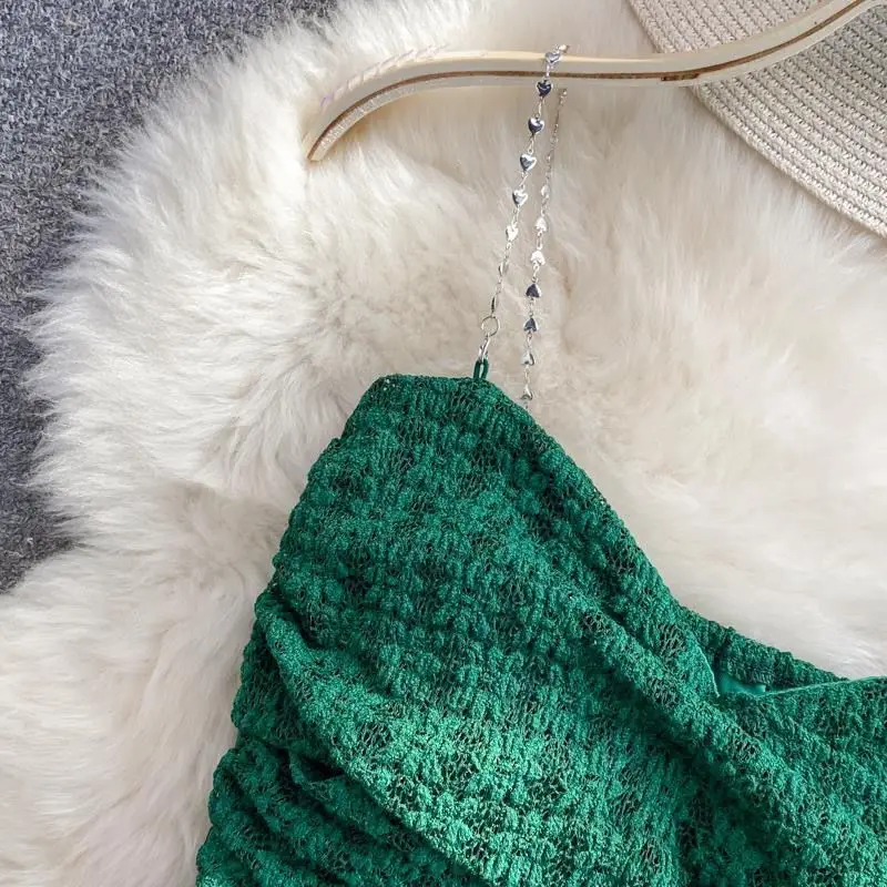 Sexy Streetwear 90s Crop Top Women Korean Fashion Tube Tops Sleeveless With Strape Tank Top Camis Chain T Shirt