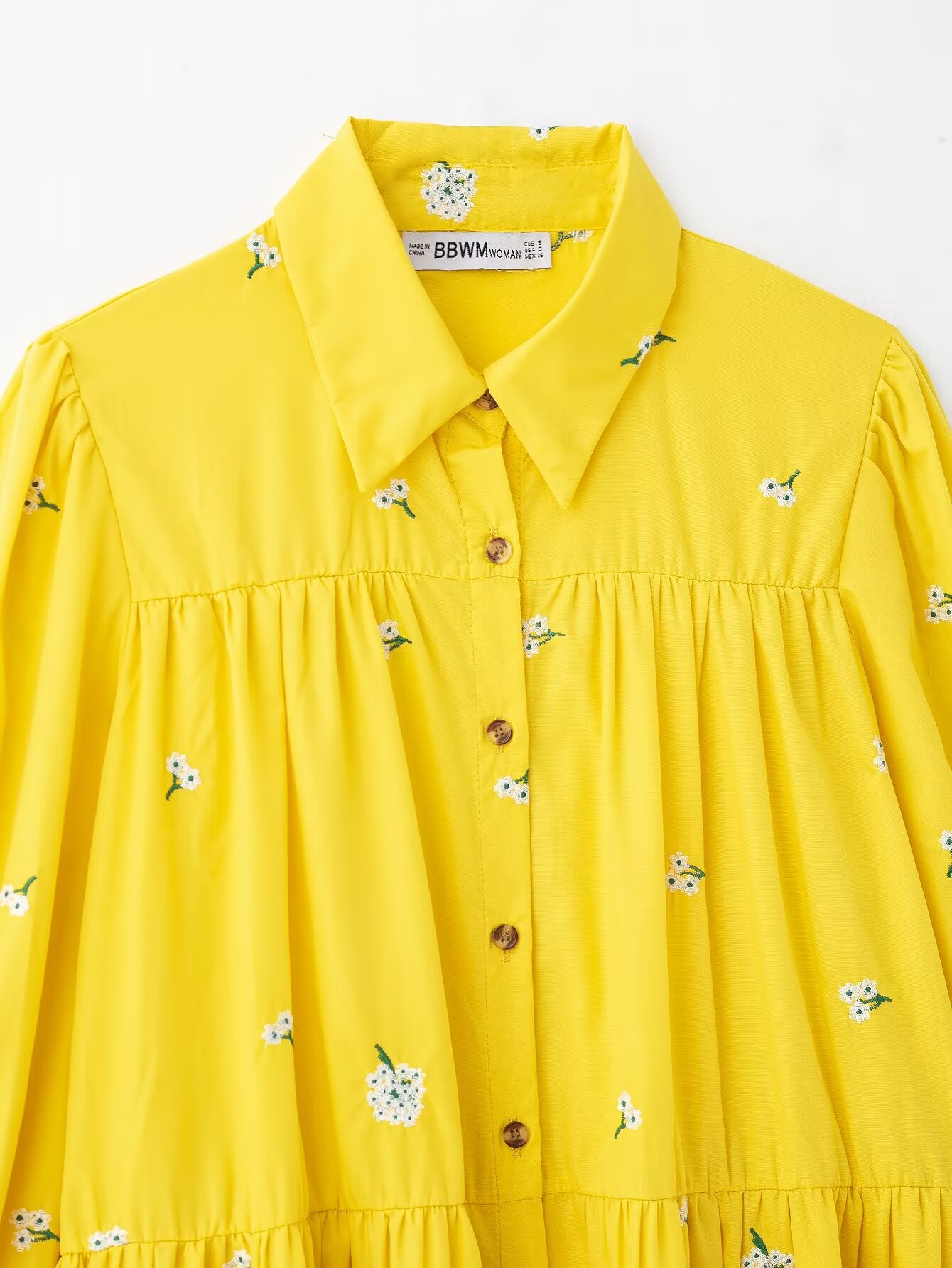 Winter Women Casual Polo Collar Long Sleeve Single Breasted Embroidered Shirt Dress