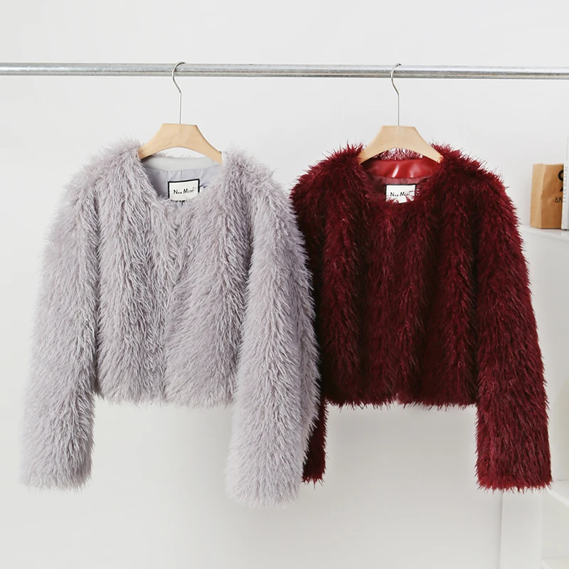 Exclusive Winter Ins Hot Brand Blogger Fashion Fuzzy Cropped Faux Fur Women Chic Streetwear Girls Lamb Fur Jacket