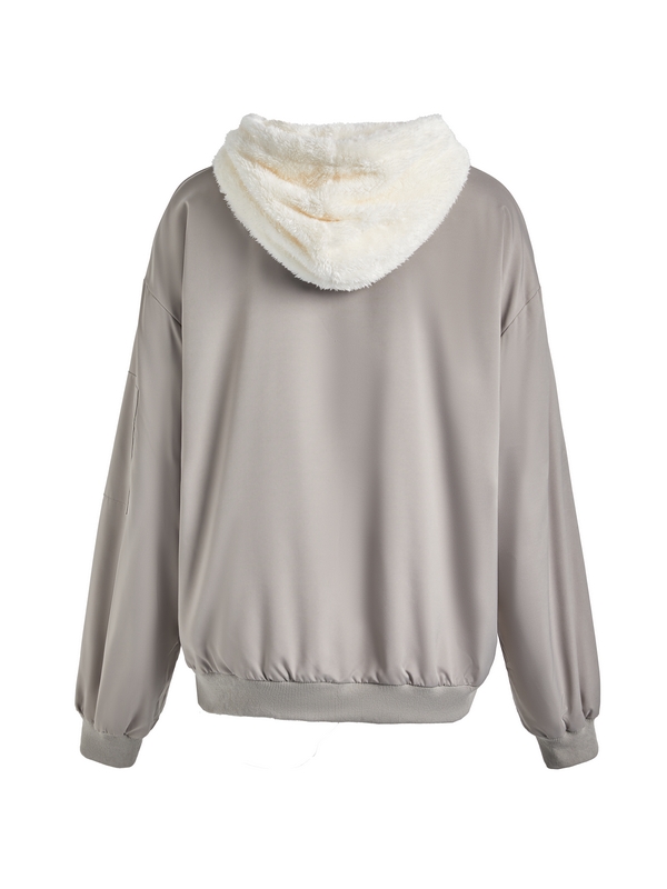 Reversible Oversize Fleece Hooded Jacket