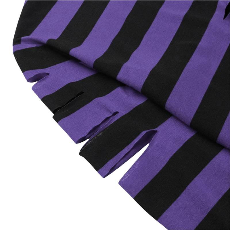 Cyber Punk y2k Top 2000s Women Striped Round Neck Long Sleeve T Shirt with Hole Gothic Clothes E Girl Tees Streetwear