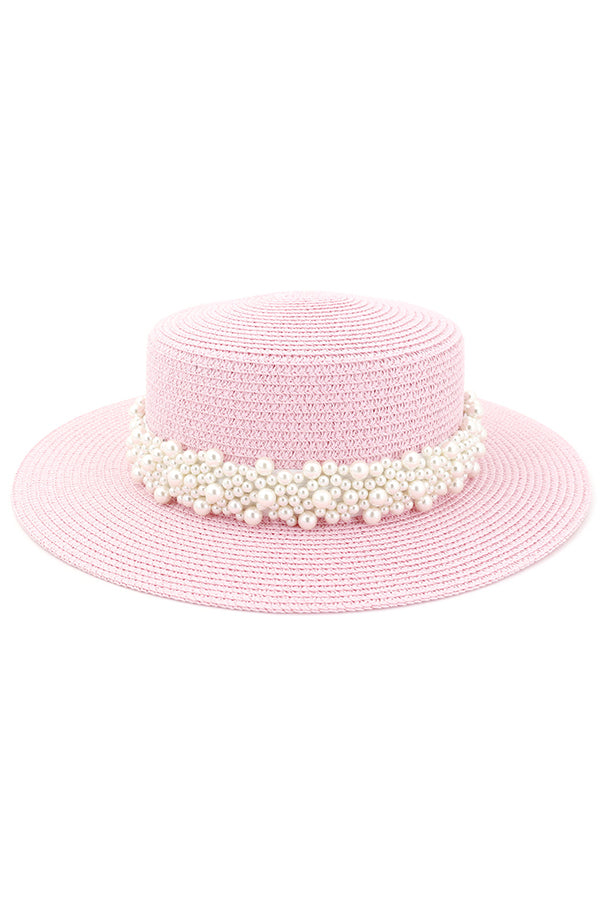 Pearl Embellished Beach Hat