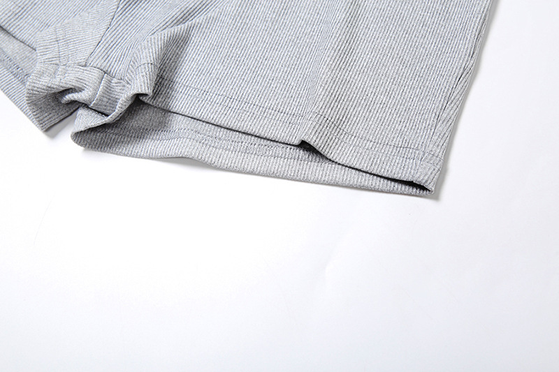 Women Clothing Autumn Casual Round Neck Solid Color Slim Fit I Shape Vest High Waist Shorts Suit