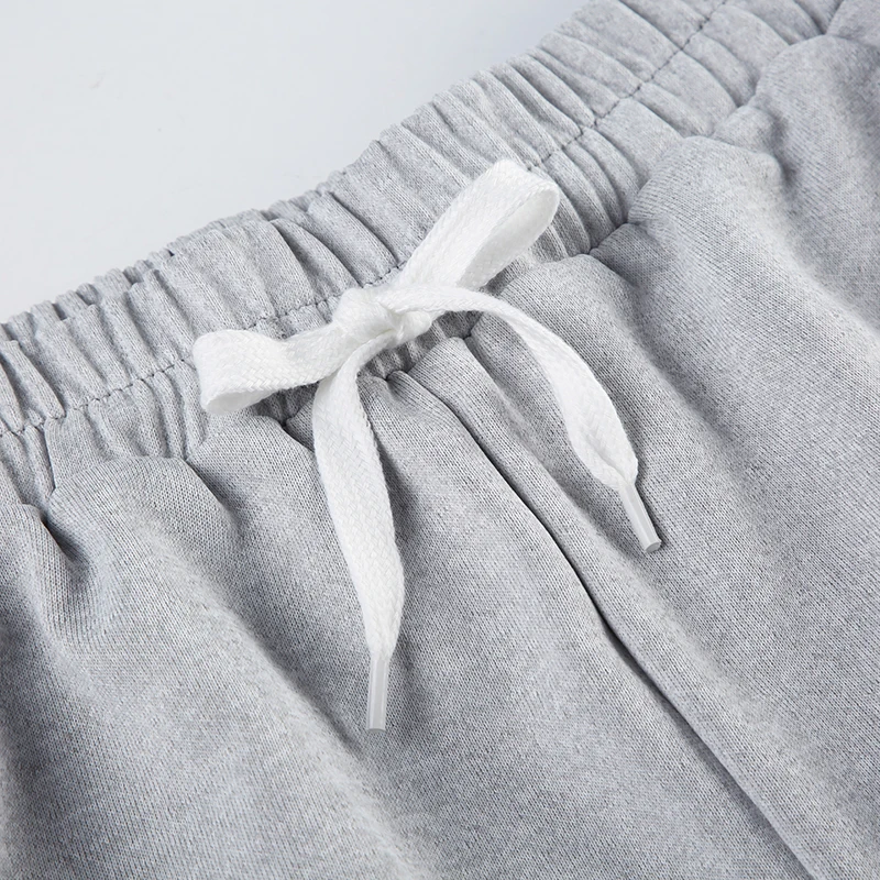 Gray Drawstring Elastic High Waist Casual Sweatpants Women Side Stripe Contrast Patchwork Black Loose Jogging Track Pants