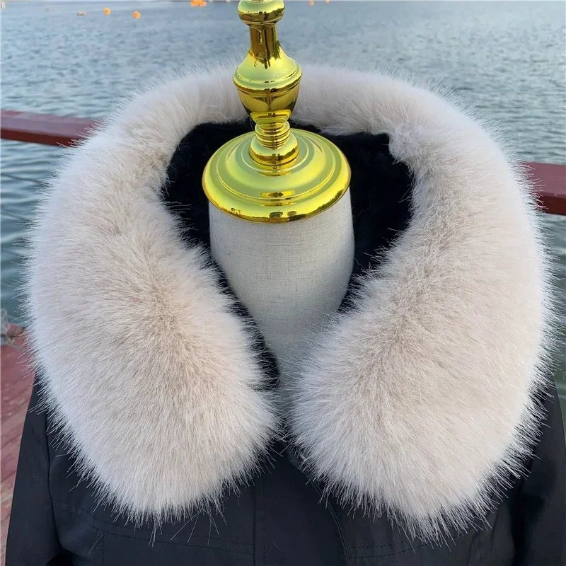 New Faux Fox Fur Collar Winter Women Fake Fur Scarf Shawls for Coat Warmer Decor Furry Hood Trims Parkas Jacket Fur Scarves