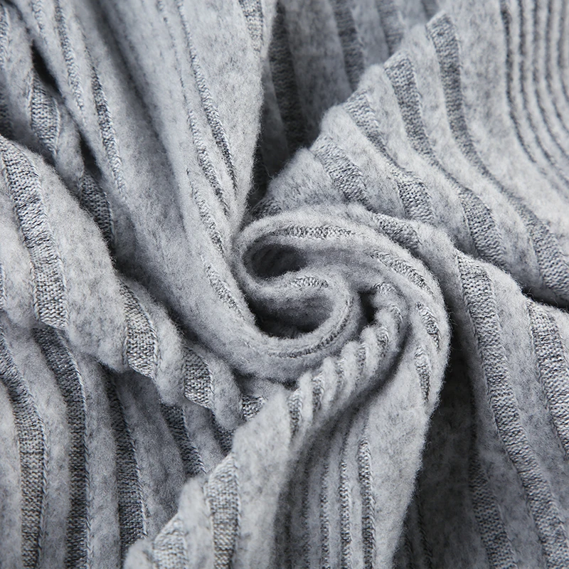 Gray Zip Up Knitted Hooded Jackets Women Pockets Details Solid Simple Basic Minimalist Slim Long Sleeve Hoodies Knitwear