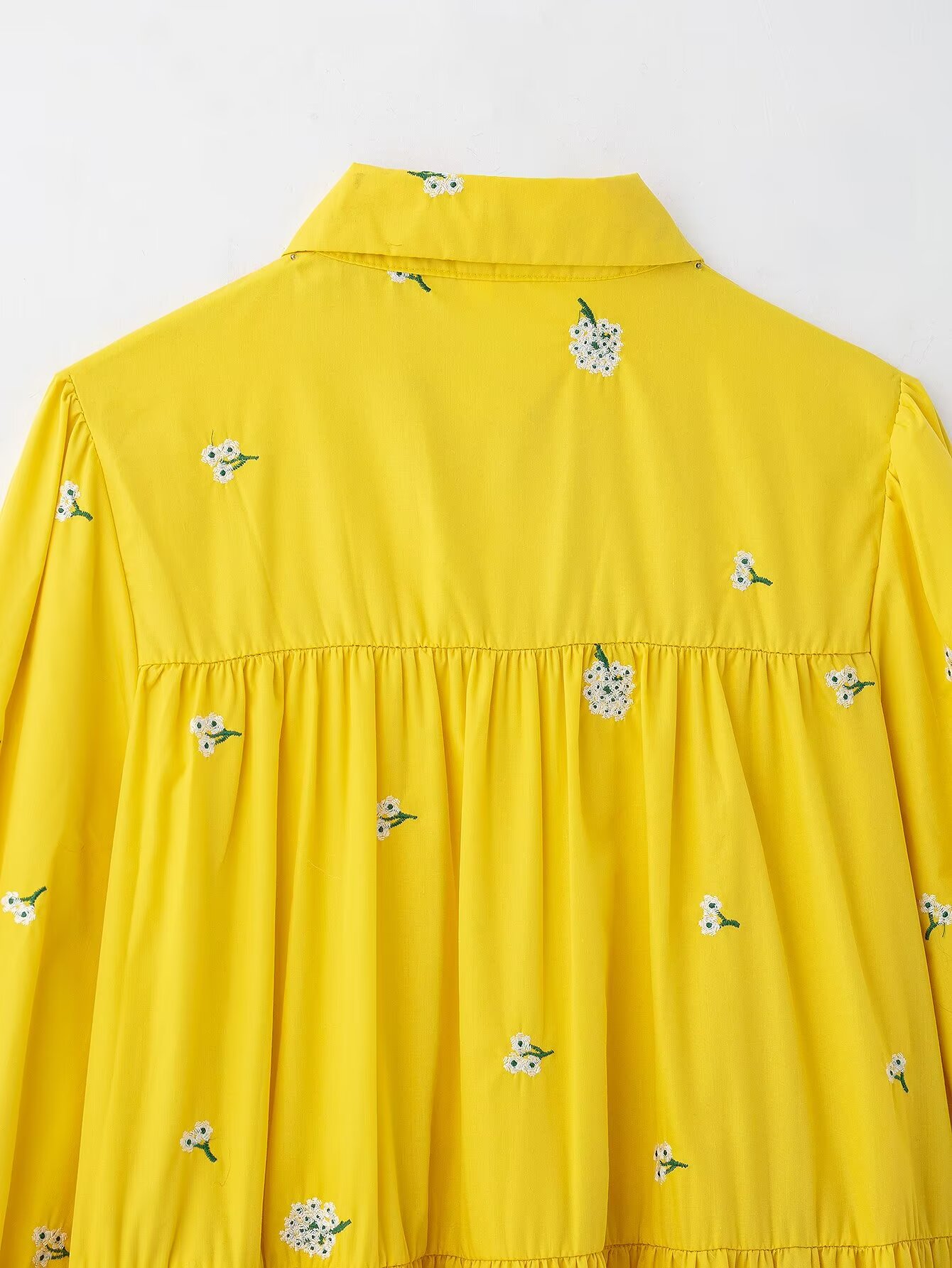 Winter Women Casual Polo Collar Long Sleeve Single Breasted Embroidered Shirt Dress