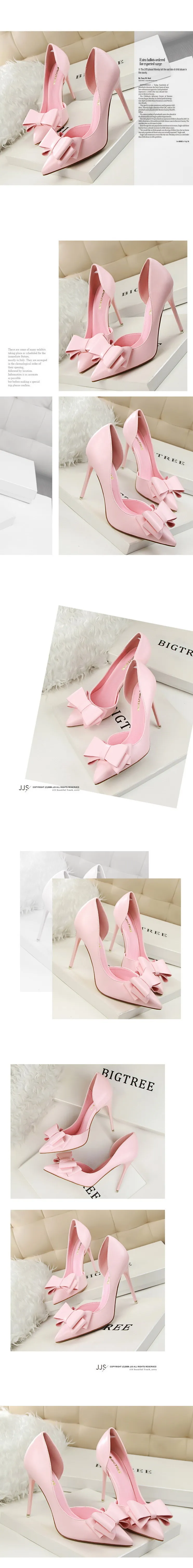 Shoes Bow-knot Woman Pumps Stiletto 10.5 Cm Women Basic Pump Pointed Toe Classic Pumps Sexy High Heels Women Shoes