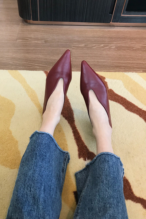 Retro Pointed-toe Low-cut Flat Shoes