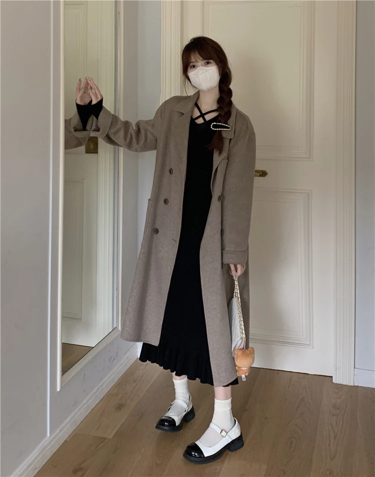 Autumn Knitted Dresses for Women Ruffles V-neck Solid Bodycon Casual Solid Midi Dress Korean Fashion Vestidos Mujer New Knitwear