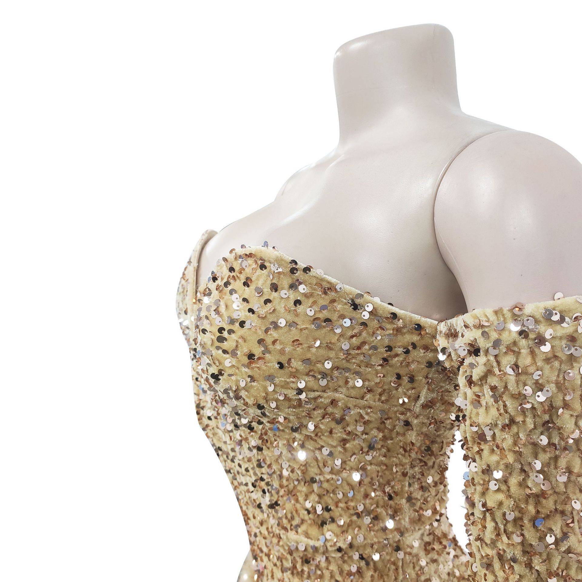 Women Wear Solid Color Sequin Long Sleeve Shorts Jumpsuit Women