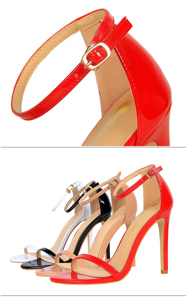Shoes Super High Heels 11cm Women Shoes Patent Leather Woman Pumps Sexy Women Heels Stiletto Open Toe Ladies Shoes 2021