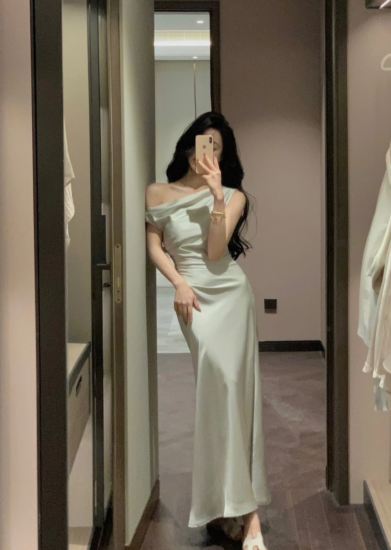 Elegant Bodycon Satin Long Dresses for Women Off Shoulder Solid French Mermaid Wedding Evening Party Dress Prom Robe Vestidos