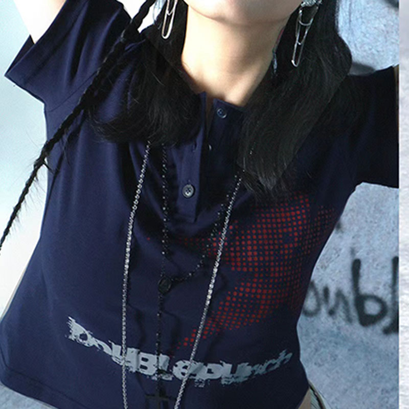 Harajuku Crop Top Japanese Style Star Pattern Round Neck Short Sleeve T Shirts Graphic Tee y2k Women Clothes Streetwear