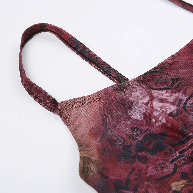 Christmas Vintage Aesthetic Paisley Print Sleeveless Slim Cropped Camisole Vest Top Women