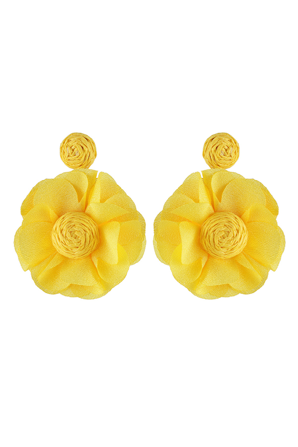 Bohemian Resort Style Fabric Flower Earrings