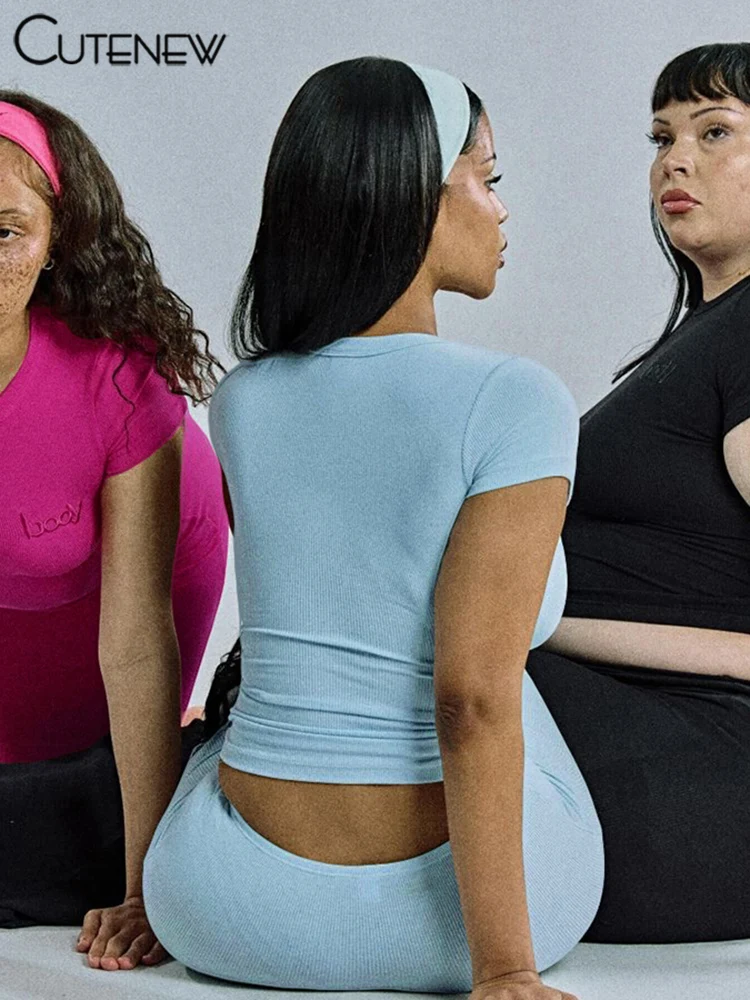 Casual Women Skirts Sets Concise Solid Short Sleeve O-neck Crop Tees+Matching Maxi Bottoms Female Trend Street 2 Piece