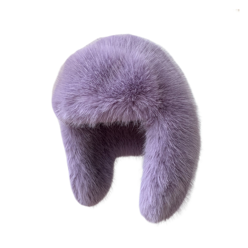 Winter Women Fluffy Furry Faux Fox Fur Bomber Hats Flaps Luxury Vintage Y2k Girls Warm Earflap Snow Ski Hat Caps Russian