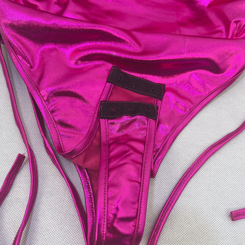 Metallic Coated Fabric Fall Women Clothing Drawstring Jumpsuit Drawstring Hip Skirt Women Suit