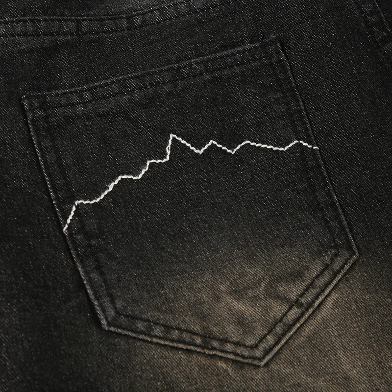 American Retro Casual Straight Leg Jeans Woman Vintage Street Style Distressed Denim Pants