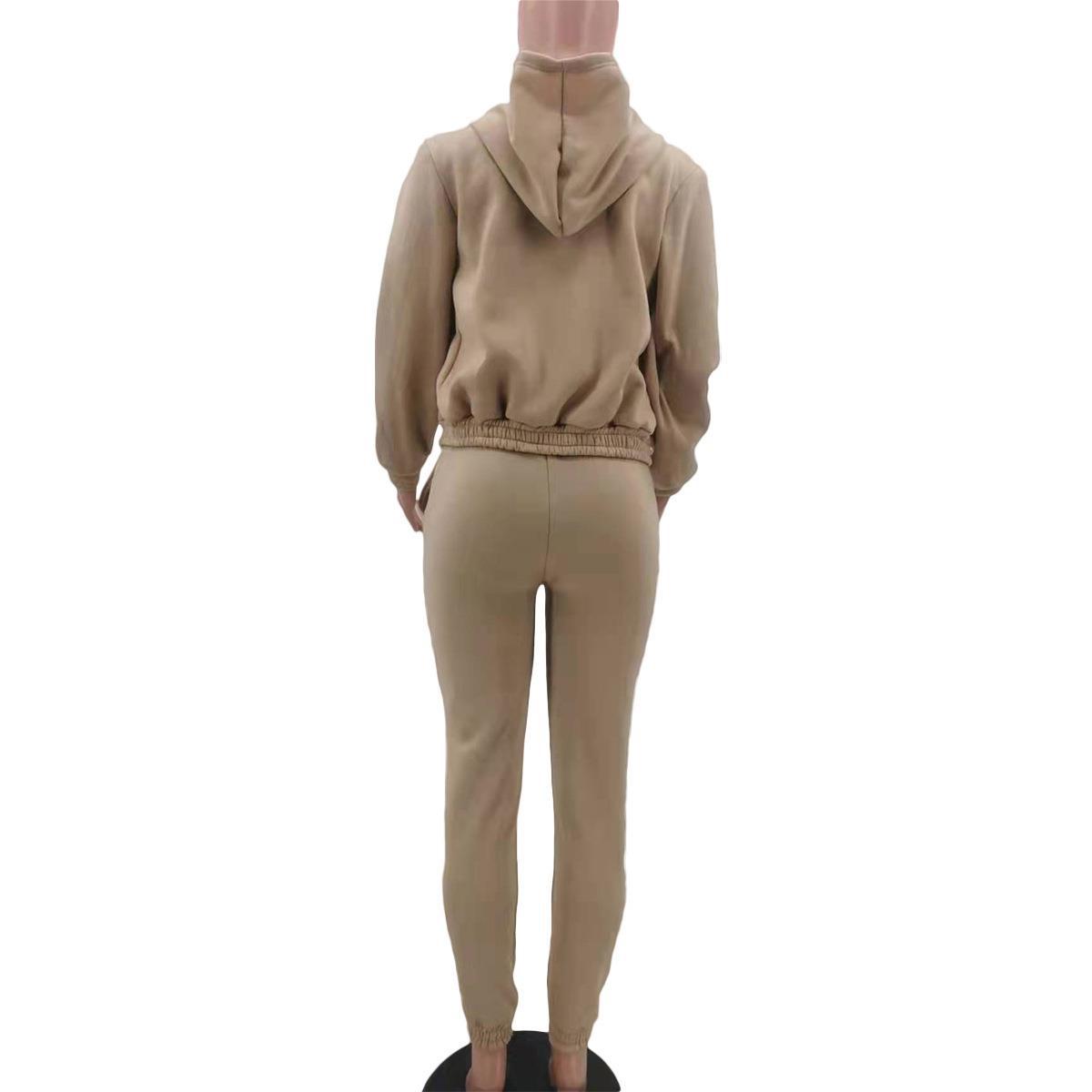 Women Clothing Autumn Winter Hooded Sweatshirt Long Sleeved Sports Casual Suit
