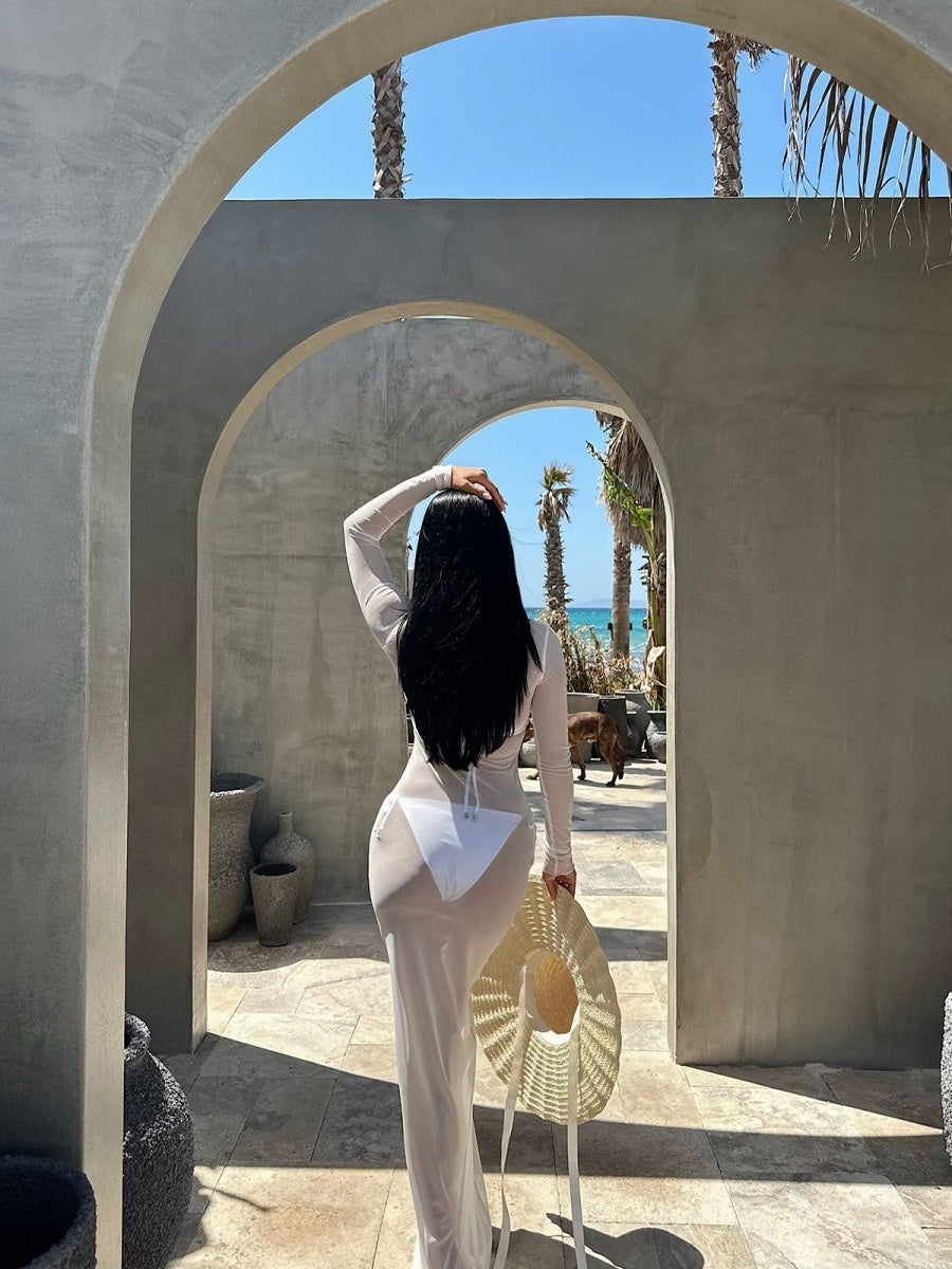 Mesh See-through Off Shoulder Sexy Maxi Dresses