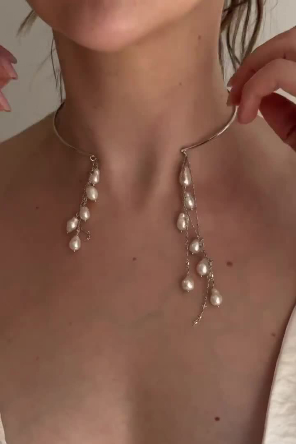 Elegant Pearl Tassel Minimalist Metal Necklace