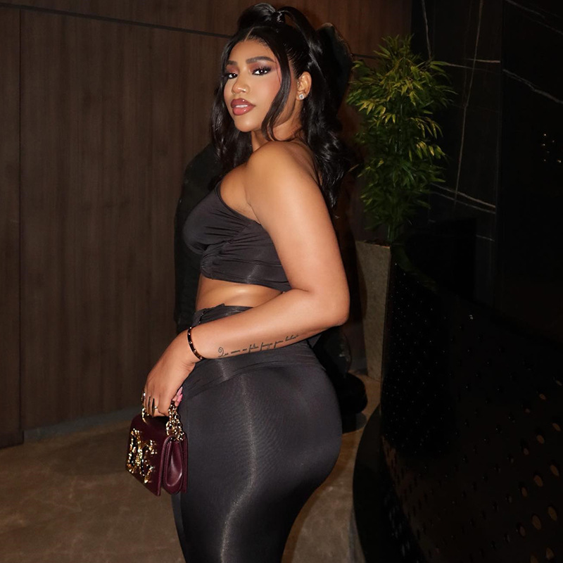 Women Solid Color Hollow Out Cutout out Bare Cropped Slim Fit Hip Dress Asymmetric One Shoulder Split Sleeve Diagonal Collar Dress