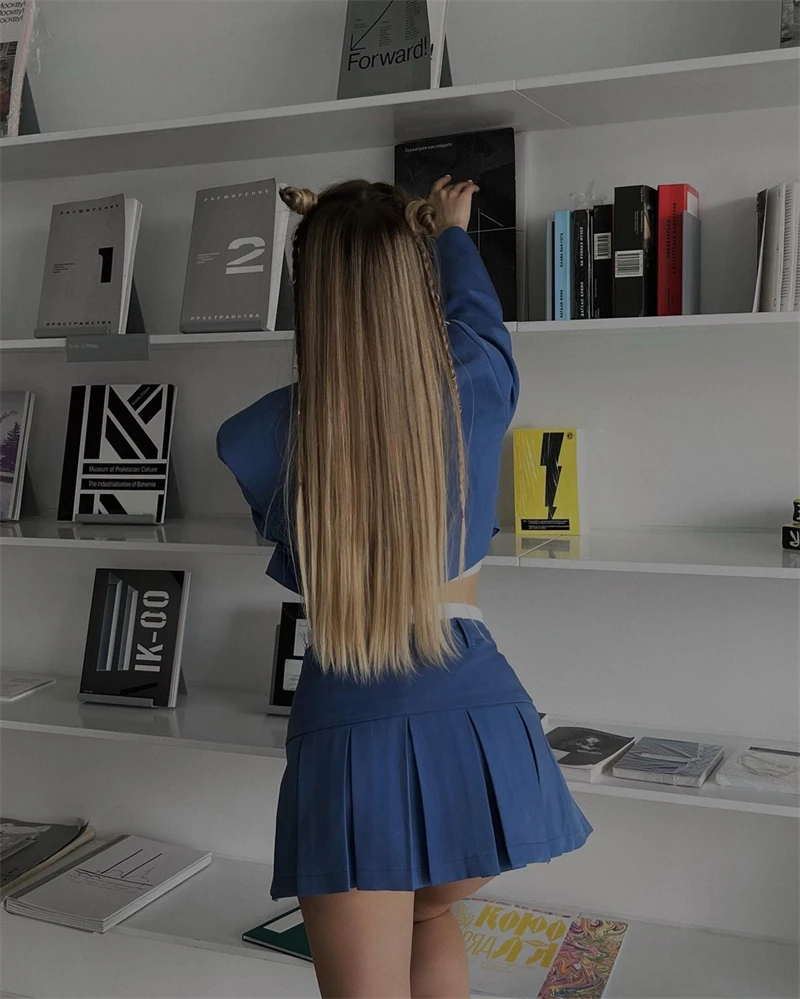 2025 Fall Women Blazer Suit Two Piece Sets Turn-down Collar Blazers Tops And Pleated Skirts Femme High Street Y2K Outfits