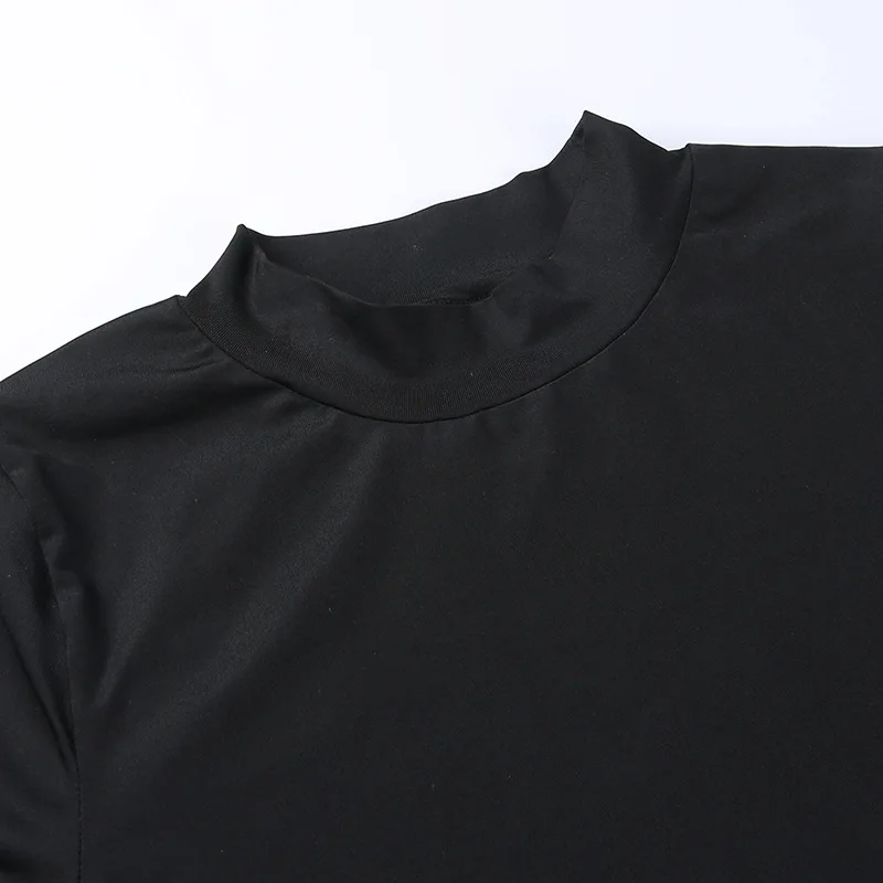 Short Sleeve Bodysuit, Mock Neck Women Y2k Clothes, Hollow Out One-Piece Body Feminino, Lace Up Club Outfits, Sexy Lingerie
